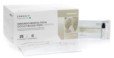 Picture of Rapid Test Kit McKesson Consult™ Colorectal Cancer Screening Fecal Occult Blood Test (iFOB or FIT) Stool Sample 25 Tests4485