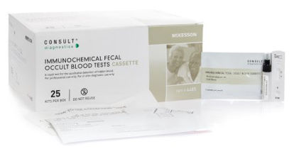 Picture of Rapid Test Kit McKesson Consult™ Colorectal Cancer Screening Fecal Occult Blood Test (iFOB or FIT) Stool Sample 25 Tests4485