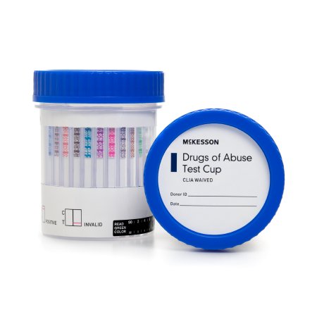 Picture of Drugs of Abuse Test McKesson 10-Drug Panel with Adulterants AMP, BUP, BZO, COC, mAMP/MET, MDMA, MTD, MOP300, OXY, THC (OX, pH, SG) Urine Sample 25 Tests16-8105A3