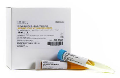 Picture of Urine Chemistry Urinalysis Control McKesson Consult™ Microscopic Testing Positive Level / Negative Level 3 Level 1 (Abnormal) 15 mL Tubes, 3 Level 2 (Normal with hCG) 15 mL Tubes163-89228