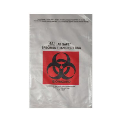 Picture of Specimen Transport Bag with Document Pouch McKesson 6 X 9 Inch Polyethylene Adhesive Closure Biohazard Symbol NonSterile03-3997