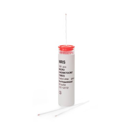 Picture of McKesson Capillary Blood Collection Tube Micro-hematocrit Sodium Heparin Additive 1.1 X 75 mm 75 µL Red Stripe Without Closure Glass Tube177-51613