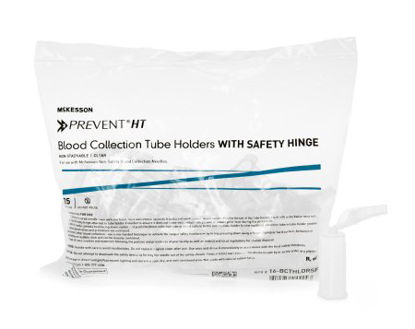 Picture of Needle Holder with Safety Shield McKesson Prevent® HT Universal Fit, Clear, Non-Stackable, Multi-Sample, With Safety Hinge 13 mm and 16 mm Blood Collection Tubes16-BCTHLDRSF