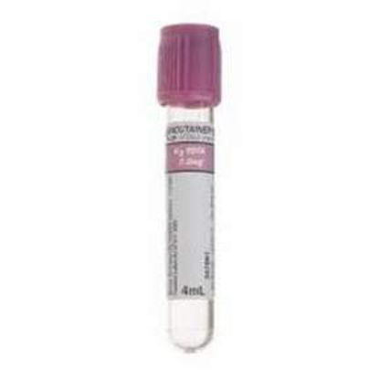 Picture of BD Vacutainer® Venous Blood Collection Tube Whole Blood Tube K2 EDTA Additive 13 X 75 mm 4 mL Lavender BD Hemogard™ Closure Plastic Tube367861