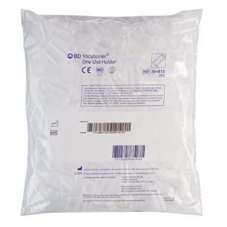 Picture of Tube Holder BD Vacutainer® Standard Size, Clear, Non-Stackable, Single Use, 250 / Shelf Pack For 13 mm and 16 Diameter Tubes364815