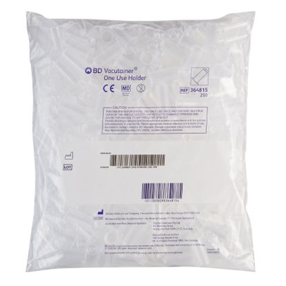 Picture of Tube Holder BD Vacutainer® Standard Size, Clear, Non-Stackable, Single Use, 250 / Shelf Pack For 13 mm and 16 Diameter Tubes364815