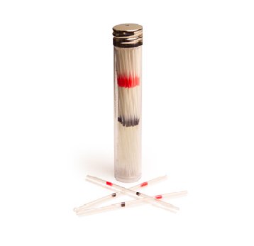 Picture of Cholestech LDX® Capillary Blood Collection Tube Micro-hematocrit Heparin Additive 40 µL Red Stripe / Black Stripe Without Closure Plastic Tube52193