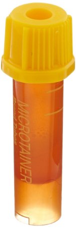 Picture of BD Microtainer® SST™ Capillary Blood Collection Tube Serum Tube Clot Activator / Separator Gel Additive 15.3 X 46 mm 400 µL to 600 µL Gold BD Microgard™ Closure Plastic Tube365978