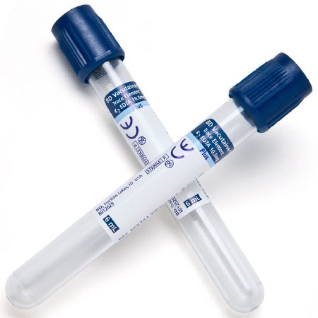 Picture of BD Vacutainer® SPC Plus Venous Blood Collection Tube Analyte Determination K2 EDTA Additive 13 X 100 mm 6 mL Royal Blue BD Hemogard™ Closure Plastic Tube368381