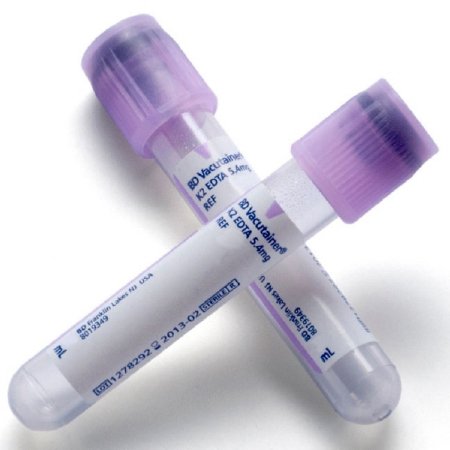 Picture of BD Vacutainer® Venous Blood Collection Tube Whole Blood Tube K2 EDTA Additive 13 X 100 mm 6 mL Lavender BD Hemogard™ Closure Plastic Tube367863