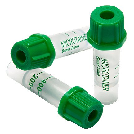 Picture of BD Microtainer® Capillary Blood Collection Tube Plasma Tube Lithium Heparin Additive 15.3 X 46 mm 200 µL to 400 µL Green BD Microgard™ Closure Plastic Tube365965