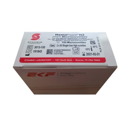 Picture of Reagent HemoPoint® H2 n•x•t Microcuvette Hemoglobin / Hematocrit For HemoPoint H2 Hemoglobin Photomerer 100 Tests 2 X 50 Cuvettes3015-100