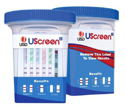 Picture of Drugs of Abuse Test UScreen²® 12-Drug Panel with Adulterants AMP, BAR, BUP, BZO, COC, mAMP/MET, MDMA, MOP, MTD, OXY, PCP, THC (CR, pH, SG) Urine Sample 25 TestsUSSCUPA-12BUP300