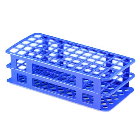 Picture of Stacking Test Tube Rack Globe® Scientific 456500 Series 60 Place 15 to 17 mm Tube Size Blue 2-4/5 X 4-1/8 X 9-3/5 Inch456504