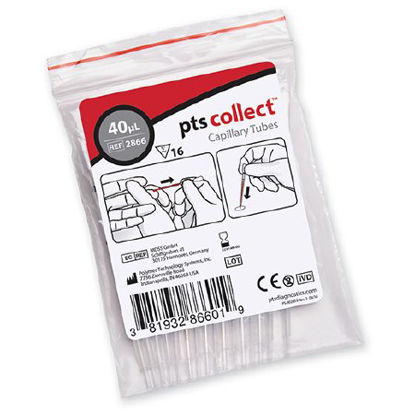 Picture of PTS Diagnostics Capillary Blood Collection Tube Micro-hematocrit Plain 40 µL Black Stripe Without Closure Glass Tube2866