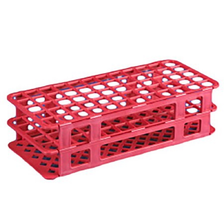 Picture of Stacking Test Tube Rack Globe® Scientific 456500 Series 60 Place 15 to 17 mm Tube Size Red 2-4/5 X 4-1/8 X 9-3/5 Inch456510
