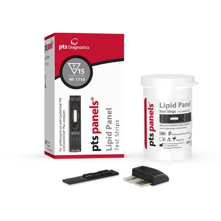 Picture of Reagent Test Strip PTS Panels® Caridac / Lipids / General Chemistry Total Cholesterol, HDL, Triglycerides, LDL, TC/HDL Ratio For Cardiocheck PA 15 Strips1710