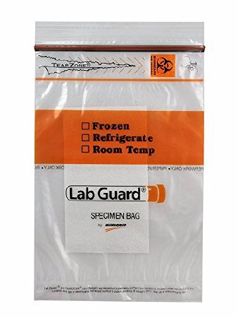 Picture of Specimen Transport Bag with Document Pouch and Absorbent Pad Lab Guard® Double Zipper 6 X 9 Inch Polyethylene Zip Closure Biohazard Symbol / Storage Instructions NonSterileSBL2AP69B