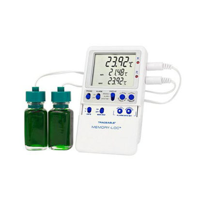 Picture of Datalogging Refrigerator / Freezer Thermometer with Alarm Traceable® Memory-Loc™ Fahrenheit / Celsius -58° to +158°F (-50° to +70°C) 2 Glycol Bottle Probes Multiple Mounting Options Battery Operated94460-39