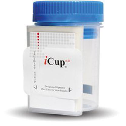 Picture of Drugs of Abuse Test iCup® A.D. 10-Drug Panel with Adulterants AMP, BAR, BZO, COC, mAMP/MET, MTD, OPI, OXY, PPX, THC, (CR, OX, pH) Urine Sample 25 TestsI-DUE-1107-141