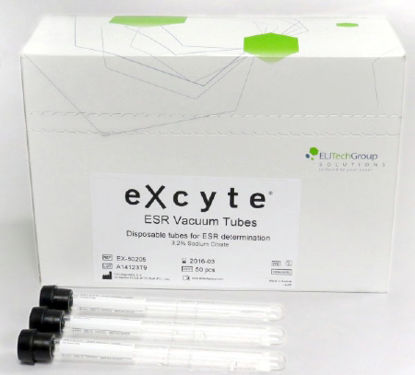 Picture of Excyte® Vacuum Tube Venous Blood Collection Tube Erythrocyte Sedimentation Rate (ESR) Sodium Citrate Additive 8 X 120 mm 1 mL Black Conventional Closure Glass TubeEX-50205