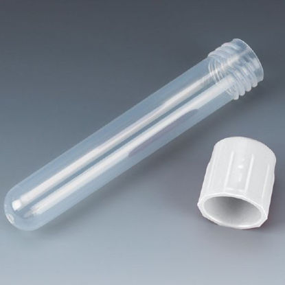 Picture of Test Tube Round Bottom Plain 12 X 75 mm 5 mL White Screw Cap Polypropylene Tube6148W