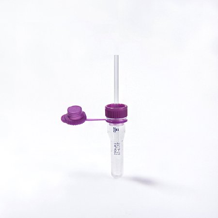 Picture of Safe-T-Fill® Capillary Blood Collection Tube Whole Blood Tube K2 EDTA Additive 2.1 X 113 mm 150 µL Purple Pierceable Attached Cap Plastic Tube077052