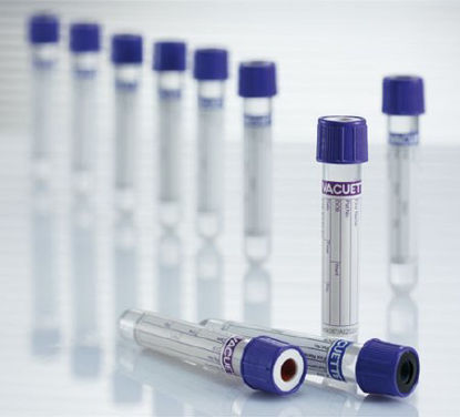 Picture of VACUETTE® Venous Blood Collection Tube K3 EDTA Additive 13 X 100 mm 6 mL Lavender / Black Ring Pull Cap Polyethylene Terephthalate (PET) Tube456038