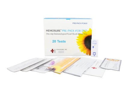 Picture of Rapid Test Kit Hemosure® Colorectal Cancer Screening Fecal Occult Blood Test (iFOB or FIT) Stool Sample 20 TestsPRE-PACK IFOB20