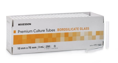 Picture of McKesson Test Tube Round Bottom Plain 10 X 75 mm 3 mL Without Color Coding Without Closure Glass Tube177-1503