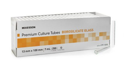 Picture of McKesson Test Tube Round Bottom Plain 13 X 100 mm 7 mL Without Color Coding Without Closure Glass Tube177-1510