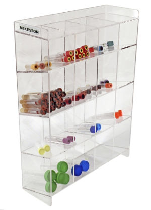 Picture of Tiered 4-Tier Tube Organizer McKesson 16 Place Accommodates Multiple Size Tubes Clear 15.5 X 5.5 X 20.75 Inch3118XL