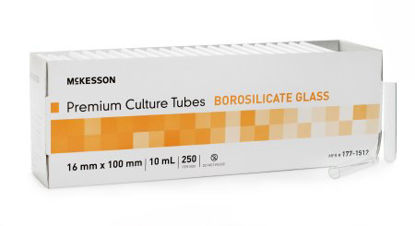 Picture of McKesson Test Tube Round Bottom Plain 16 X 100 mm 10 mL Without Color Coding Without Closure Glass Tube177-1512