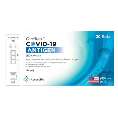 Picture of Rapid Test Kit CareStart™ Antigen Test Covid-19 Antigen Nasopharyngeal Swab Sample 20 TestsRCHM-02071NP