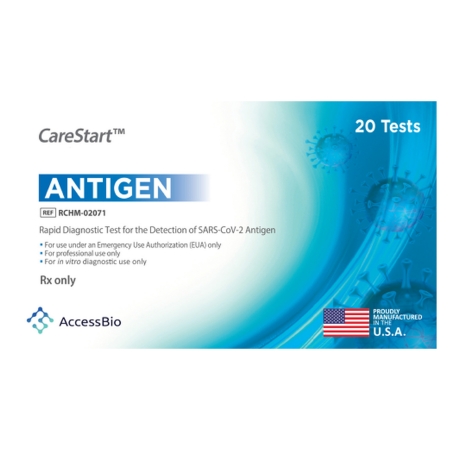 Picture of Rapid Test Kit CareStart™ Antigen Test Covid-19 Antigen Nasal Swab Sample 20 TestsRCHM-02071