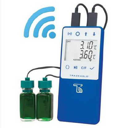 Picture of Datalogging Refrigerator / Freezer Thermometer with Alarm TraceableLIVE® Fahrenheit / Celsius -58° to +140°F (-50° to +60°C) 2 Glycol Bottle Probes Multiple Mounting Options Battery Operated99460-00