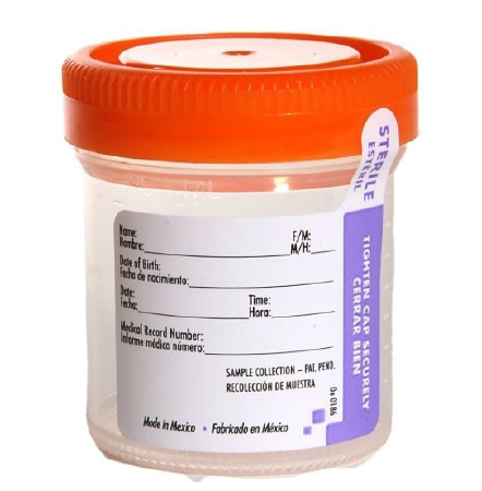 Picture of Specimen Container Samco™ Wide-Mouth Bio-Tite™ 55 mm Opening Polypropylene 90 mL (3 oz.) Screw Cap Patient Information Sterile02 1090