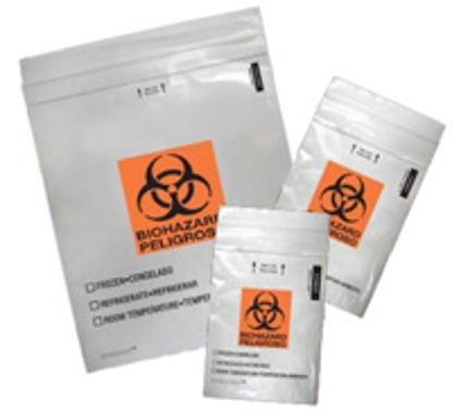 Picture of Specimen Transport Bag with Document Pouch Speci-Zip® 12 X 15 Inch Polyethylene Zip Closure Biohazard Symbol / Storage Instructions NonSterileIP1215B3T