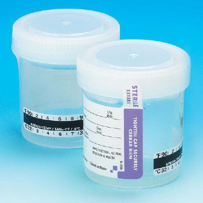 Picture of Specimen Container with Temperature Strip 57 X 73 mm Polypropylene 90 mL (3 oz.) Screw Cap Patient Information Sterile6236