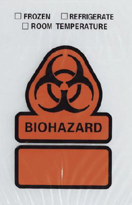 Picture of Specimen Transport Bag with Document Pouch 6 X 9 Inch Plastic Zip Closure Biohazard Symbol / Storage Instructions NonsterileB22