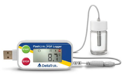 Picture of Vaccine Temperature Data Logger with Alarm Flashlink® PDF Logger Fahrenheit -58° to +104°F (-50° to +40°C) Glycol Bottle Probe Magnet Battery Operated40527-06
