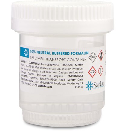 Picture of Prefilled Formalin Container StatClick™ Polypropylene 30 mL Fill in 60 mL (2 oz.) Screw Cap Warning Label NonSterileNB0230