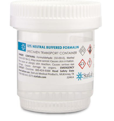 Picture of Prefilled Formalin Container StatClick™ Polypropylene 30 mL Fill in 60 mL (2 oz.) Screw Cap Warning Label NonSterileNB0230
