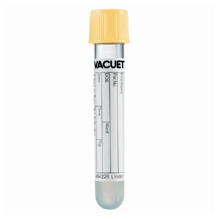 Picture of VACUETTE® Z Serum Sep Clot Activator Venous Blood Collection Tube Serum Tube Clot Activator / Separator Gel Additive 13 X 75 mm 4 mL Gold Pull Cap Polyethylene Terephthalate (PET) Tube454228P