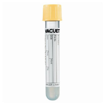 Picture of VACUETTE® Z Serum Sep Clot Activator Venous Blood Collection Tube Serum Tube Clot Activator / Separator Gel Additive 13 X 75 mm 4 mL Gold Pull Cap Polyethylene Terephthalate (PET) Tube454228P