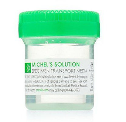 Picture of Prefilled Michel Transport Medium Container Plastic 20 mL (0.67 oz.) Screw Cap Biohazard Symbol / Patient Information NonSterileMS0507/24