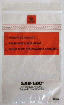 Picture of Specimen Transport Bag with Document Pouch Lab-Loc® 6 X 9 Inch LDPE Zip Closure Biohazard Symbol / Storage Instructions NonSterileLABZ69B