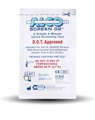 Picture of Rapid Test Alco-Screen® .02 Saliva Alcohol Test Alcohol Screen Saliva Sample 24 Tests56288