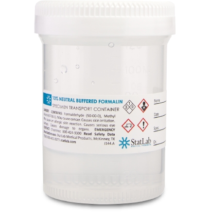 Picture of Prefilled Formalin Container StatClick™ Polypropylene 60 mL Fill in 120 mL (4 oz.) Screw Cap Warning Label NonSterileNB0460