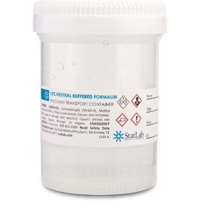 Picture of Prefilled Formalin Container StatClick™ Polypropylene 60 mL Fill in 120 mL (4 oz.) Screw Cap Warning Label NonSterileNB0460